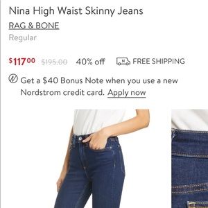 *DESIGNER Rag and Bone dark wash skinny jeans